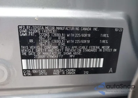 2024 Toyota Rav4 Xle Premium Hybrid из США, поврежденный, VIN 2T3B6RFV7RW048117